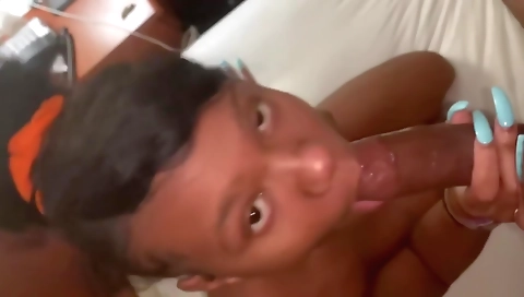 Ebony stripper with large tits sucking big cock and fuck