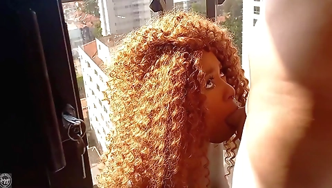 Ebony beauty with nice face and a red pussy is filmed