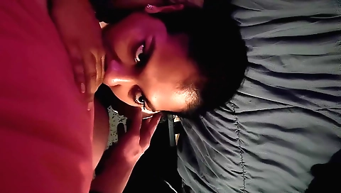 Ebony milf with big cock is doing some deepthroating