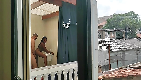 Ebony girl with big boobs and a fat ass is getting fucked