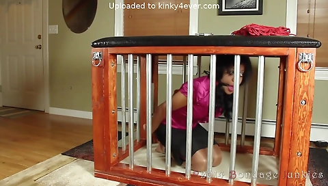 This bdsm gagging porn video is showing a kinky black girl