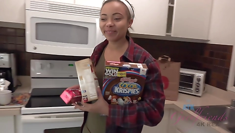 Solo brunette in outdoor clothes recording herself