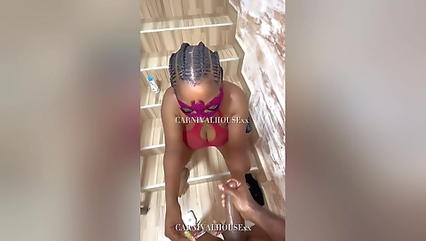 Ebony teen and her boyfriend make love in the bedroom