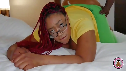 Ebony bitch with a huge black cock in an amateur video