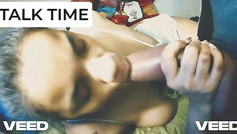 Cute ebony teen with big tits is sucking his big dick