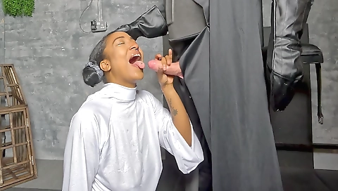 Ebony girl gets fucked by her black foot fetish partner