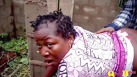 Ebony mature beauty gets off with a hot guy in the jungle