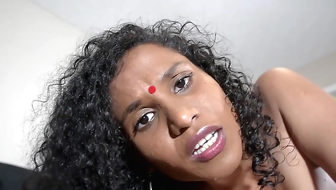 Indian brunette masturbates after her stepmom's problems