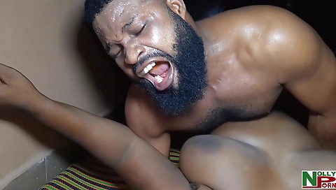 Blonde ebony milf gets fucked in her pussy and mouth