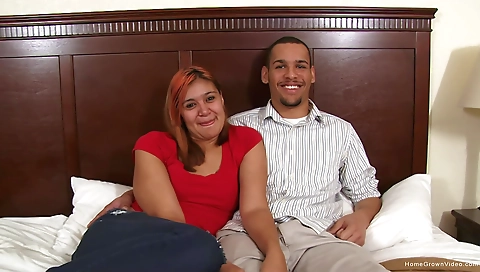 Ebony slut sucks stepbrother's cock and gets fucked