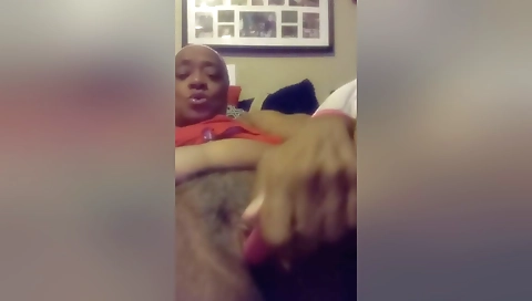 Ebony mature with big ass fucks herself with dildo