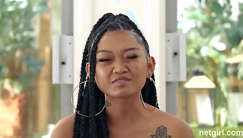 Big cock black babe showing her mouth and ass for the camera