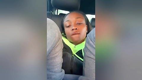 Ebony chick with long hair gets a handjob and fucked