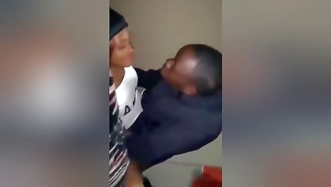 Ebony house party threesome in the middle of the house