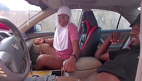 Amateur brunette in a bikini in her car getting fucked