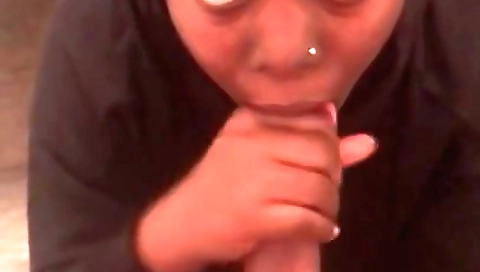 Ebony teen in a hot lingerie and a thick cock in shower