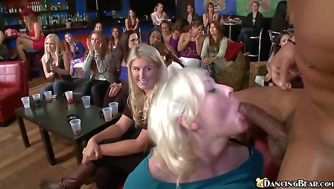 Ebony milf and her friends are stripping naked and fucking