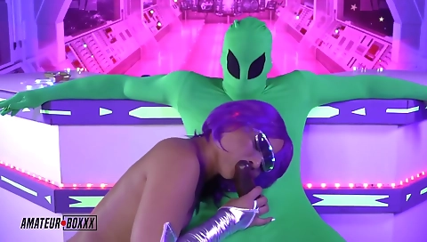 A big ass ebony with a face full of cum is showing off