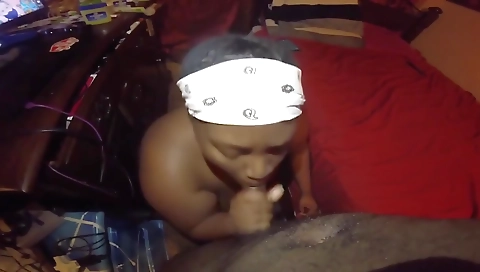 Big black cock deepthroat and facial on a brunette