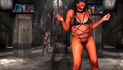 Ebony brunette with a hairy pussy in sexy lingerie