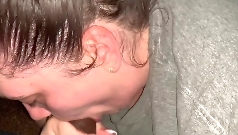 Interracial amateur blowjob video with a hairy pussy