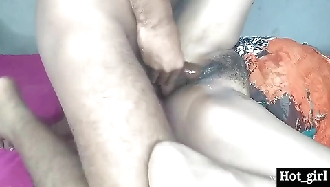 Indian teen gives a handjob and fills her pussy with semen