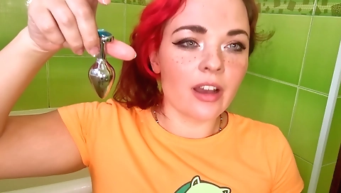 Redheaded bitch gets her pussy fucked by her big cock