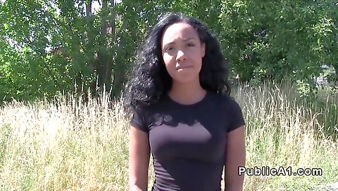 Brunette chick with big ass is showing off her pussy