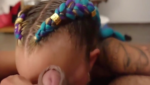 Tattooed ebony whore with a big ass getting fucked