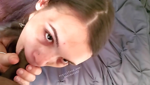 Brunette 18+ fucks in homemade deepthroat pov porn