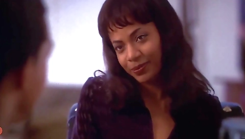 Ebony teen gives a blow job and gets pounded in a couple of positions