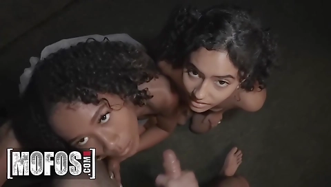 Ebony brunette has a big ass and a tattooed ass with a cock