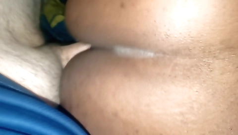 Ebony girl in black dress gets her own man to cum on her face