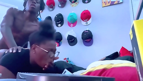 Big boobs ebony gets rained on in amateur big ass video